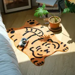 Cartoon Decor Carpet For Rooms Bedrooom Bathroom Floor One Piece Aesthetic Entrance Cute Tiger White Orange Mat Small Rug