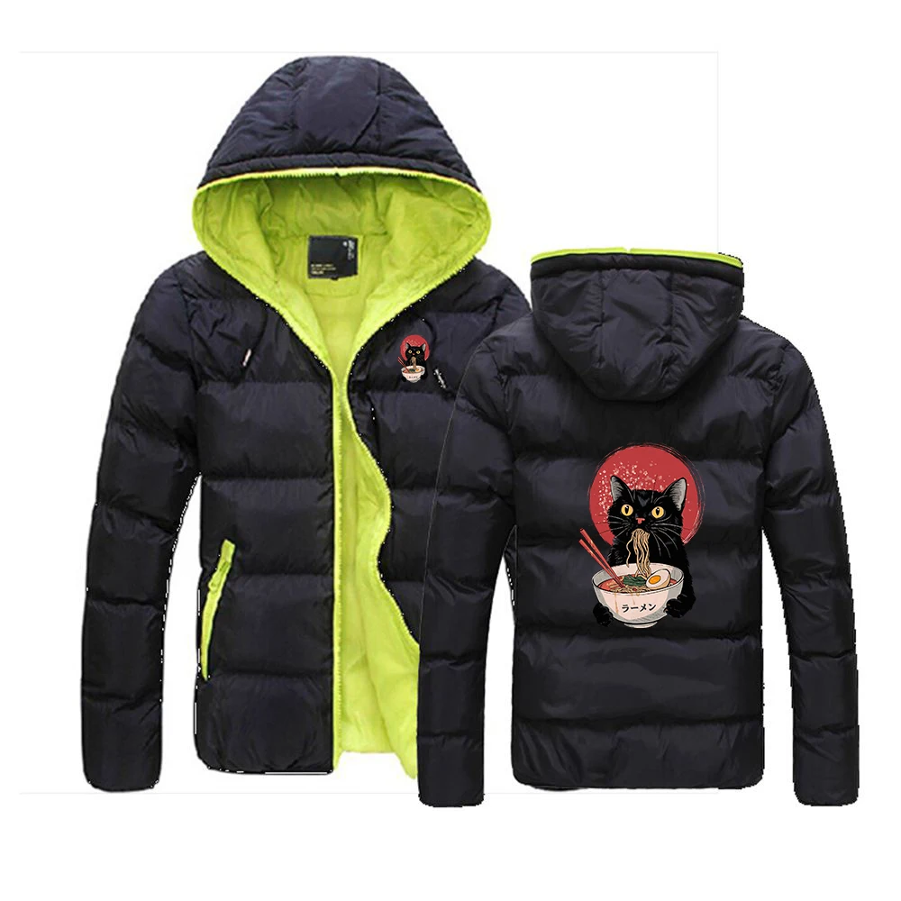 2025 Noodle Ramen Cat Autumn And Winter Men's New Six-color Cotton-padded Warm Zipper Jackets Casual Fashion Coats
