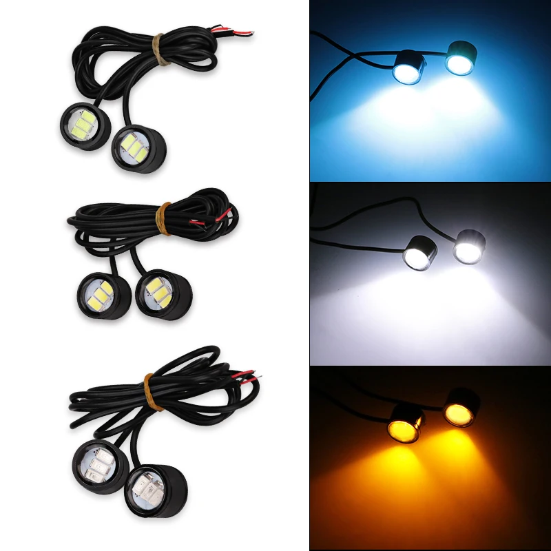2PCS Motorcycle Lamp Daytime Running Light Eagle Eye LED Light Reverse Backup Strobe Flash Lamp Motorcycle Mirror Light 12V