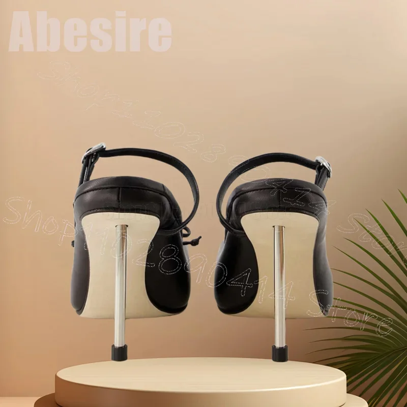 Black Bow Knot Square Toe Metal Heel Pumps Buckle Strap Women Shoes Thin High Heels Party Feast Dating 2025 Zapatos Para Mujere