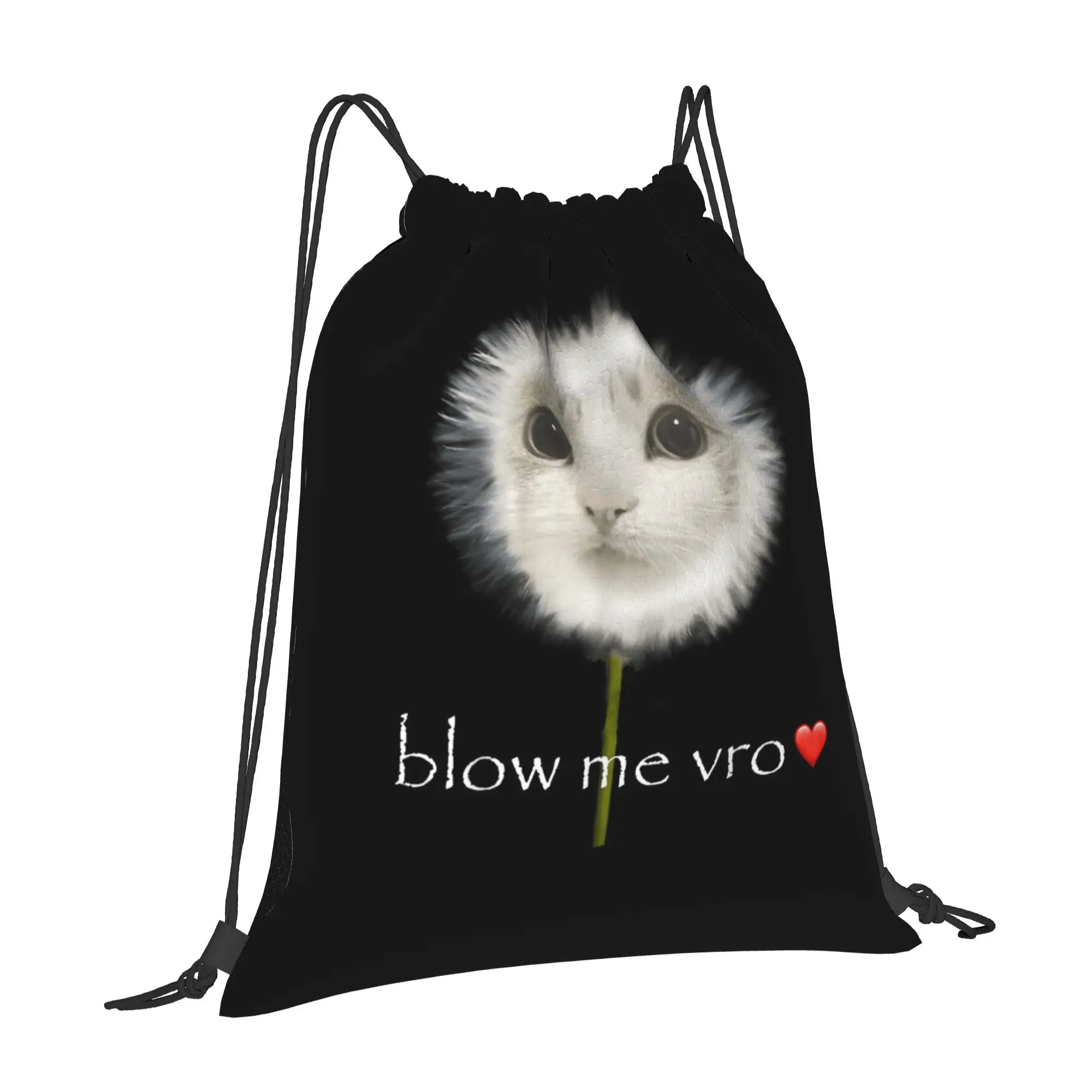 Meowl Cat Owl Meme Drawstring Backpack Sports Gym Sackpack Water Resistant  String Bags for Working Out