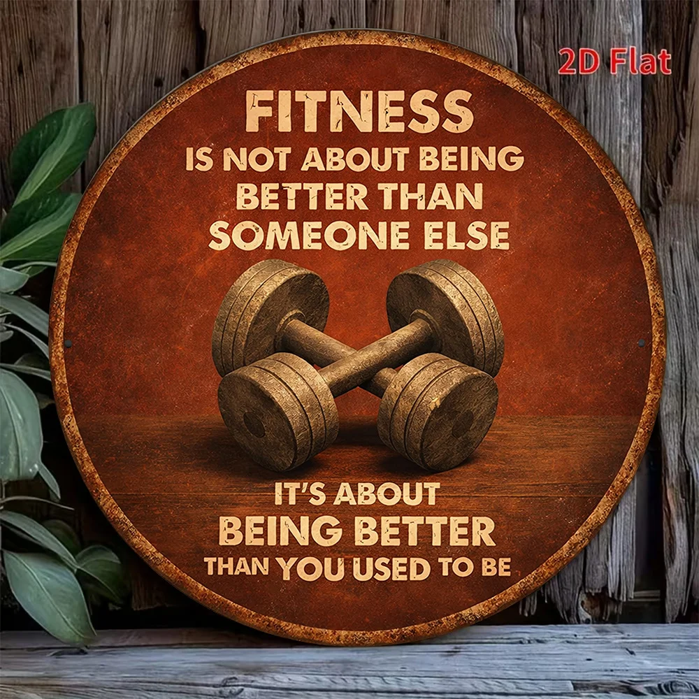 2D Flat - 1pc 8*8In/20X20Cm 2D Flat Round Sign, Retro Decorative Plaque with 