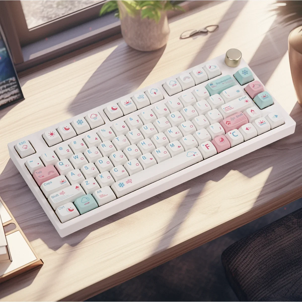 

MATHEW TECH MK80 Max Mechanical Keyboard 75% with Metal Knob,Hot-swappable Three-mode Wireless,RGB Light,80keys,South Facing LED