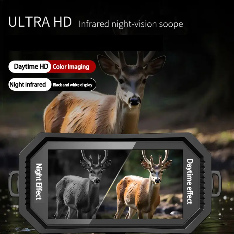 كاميرا فيديو جديدة للرؤية الليلية 4K مناظير رقمية 4 بوصة تكبير 16X مع جهاز تحكم عن بعد بمدى ليزر 300 متر، بوصلة Wi-Fi E #3