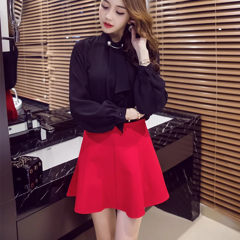 

New College Wind A Word Skirt Stretch High Waist Knitted Cotton Skirt