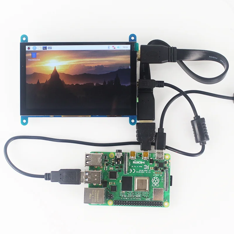 Raspberry Pi 4B 3B 5inch HDMI capacitive touch screen 800 with 480 resolution LCD display driver-free