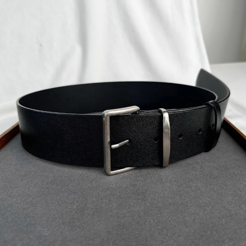 

Простой дизайн, черные поясные ремни из натуральной кожи, серебряная пряжка, осенние пояса, винтажные широкие пояса из коровьей кожи Cinturones Para Mujer