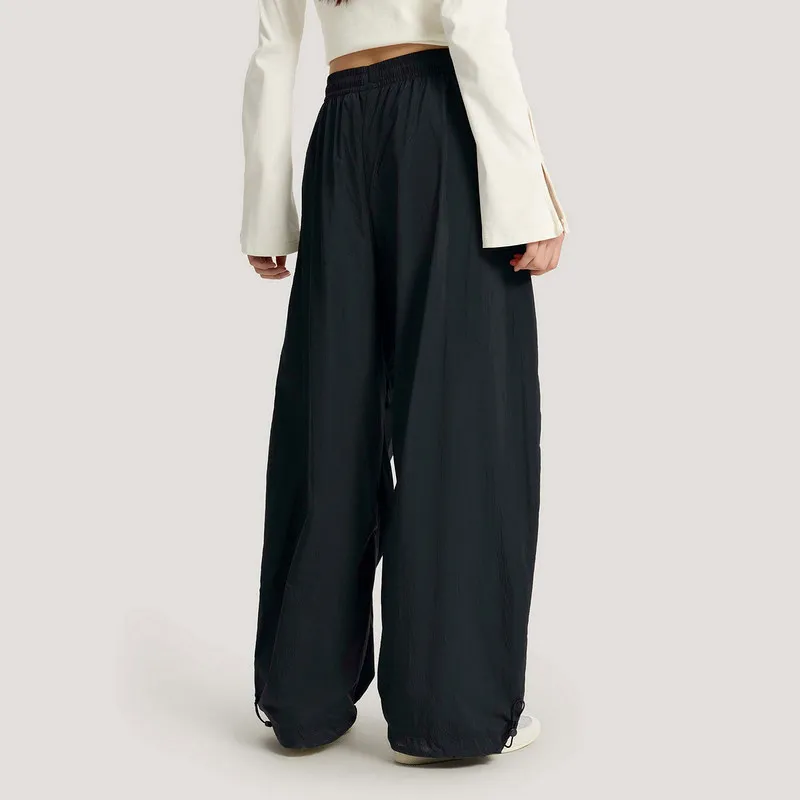 Adidas Originals Womens 2026 New Black Three Stripes Mesh Lined Loose Fit Woven Streetwear Pants KS2865