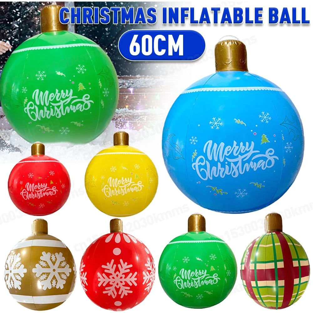 

24 Inch Giant Inflatable Christmas Ball Xmas Ornaments Christmas PVC Inflatable Decorated Ball Holiday Yard Lawn Porch Decor