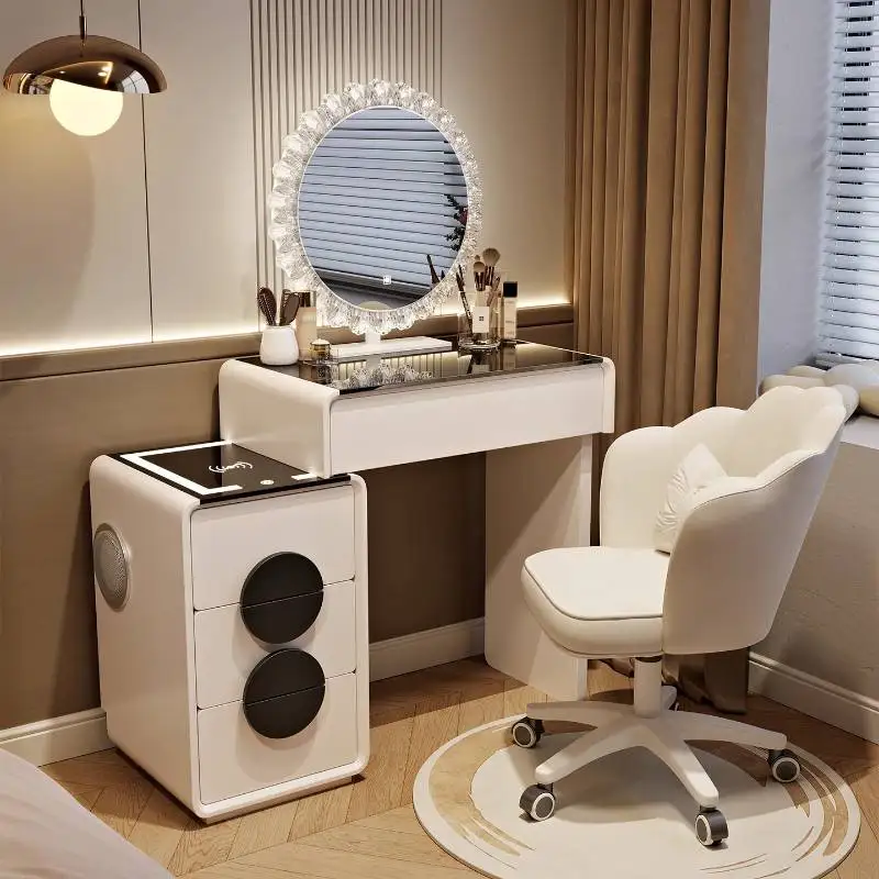 

Vintage Wooden Makeup Vanity Desk Simple Decor White Europa Makeup Vanity Desk Corner Mirror Kaptafel Bedroom Furniture