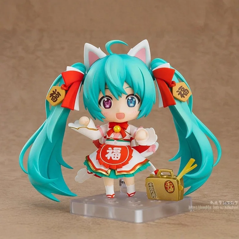 Nendoroid Hatsune Miku Black Maneki Miku Ver Q Version Pvc Anime Action Figure Collectible Model Toy
