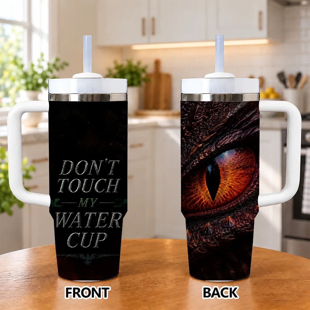 Dont Touch My Phone Vacuum Flasks 40oz Insulated Stainless Steel Tumbler with Handle & Straw, Hot Cold Gift Cup