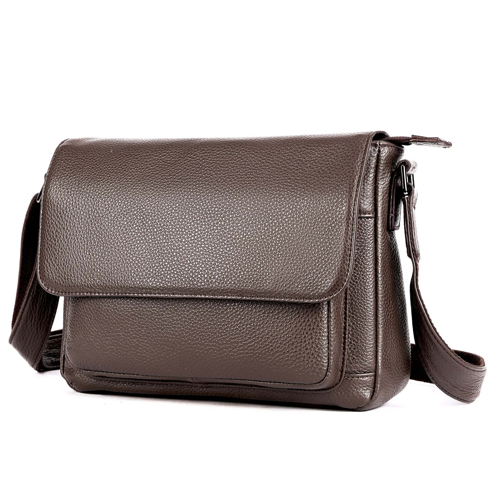 Classic Men Leather Mailbag - Waterproof Business Crossbody Bag, Large Capacity Laptop Organizer for Commuting