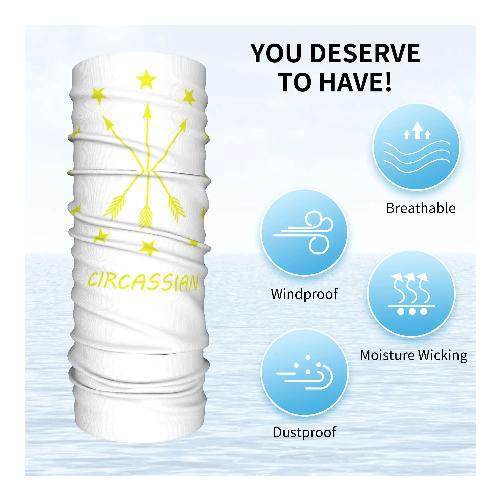 12 Bintang Sekitar 3 Panah Bendera Adygea Bandana Penutup Leher Syal Wajah Cetak Hiasan Kepala Hangat Bersepeda Uniseks Dewasa Dapat Dicuci