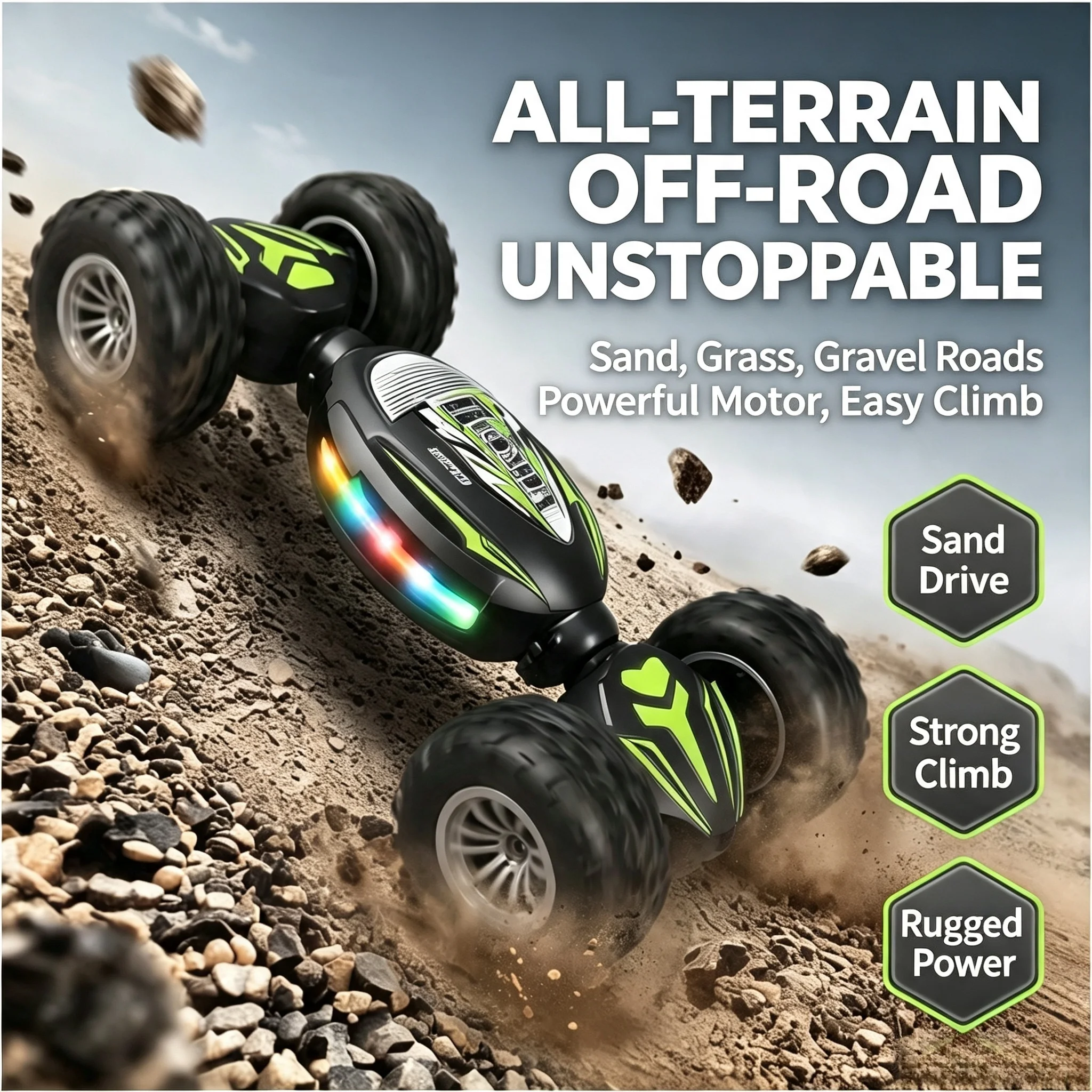 1:14 Remote Control Deformable Car, 2.4G Rechargeable 4WD Stunt Off-Road Vehicle, Crash-resistant Drift RC Car, Boys Toy Gift