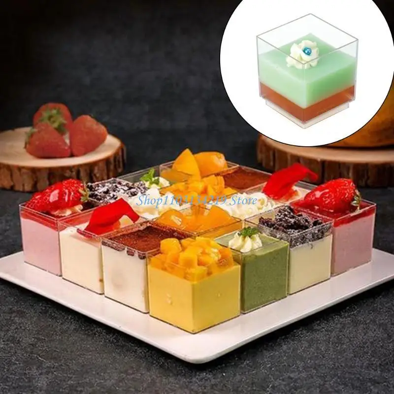 N5KC 10pcs Disposable Dessert Cups with Lid Clear Plastic Mousse Cup for Pudding Appetizer Jelly Yogurt Kitchen Supplies