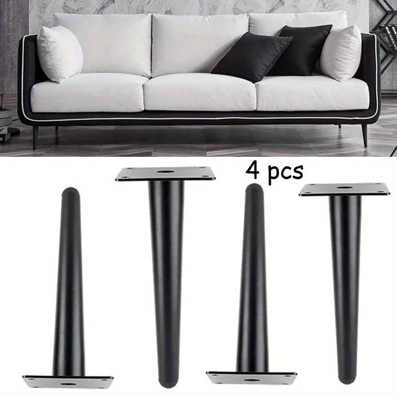 

4pcs Straight Tapered Metal Leg Furniture Legs Metal Furniture Feet Replacement Cabinet Feet Modern Sofa Legs Triangle Chair Leg