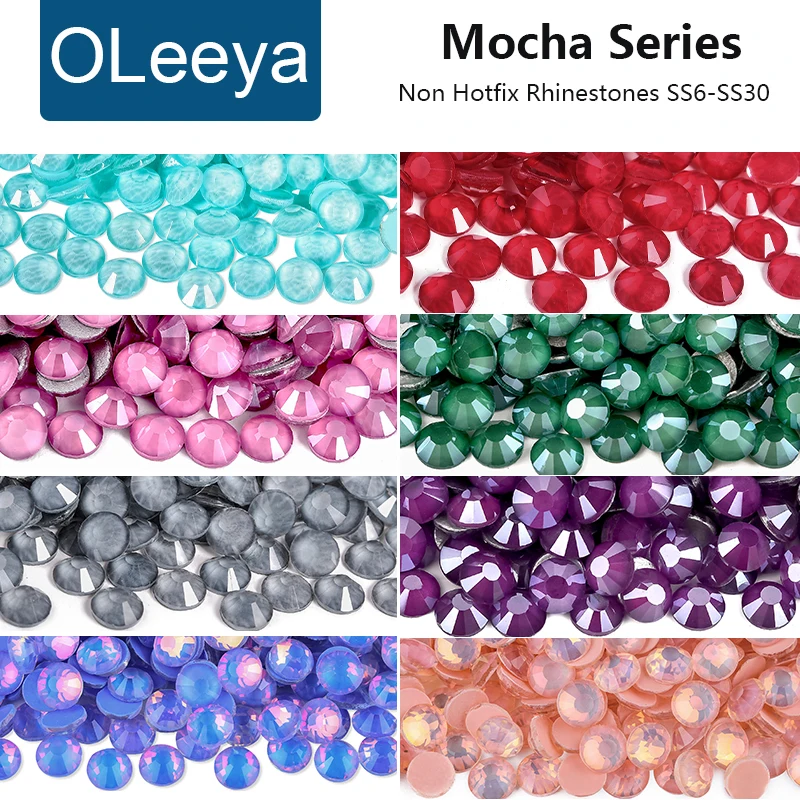 OLeeya Multiple Mocha Colors Glass Flatback Non Hotfix Rhinestones Nail Art Rhinestone Crystals For DIY Decorations