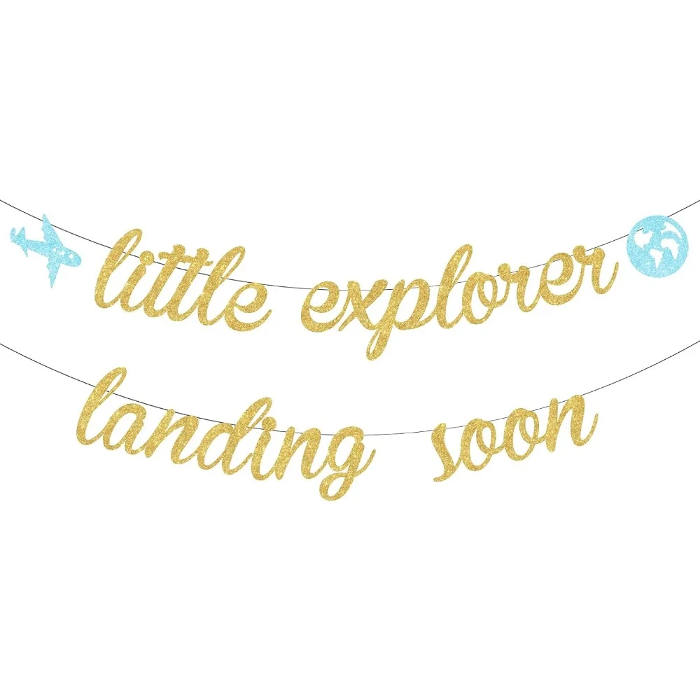 Cheereveal Travel Baby Shower Decorations Little Explorer Landing Soon Banner Adventure Baby Shower Party Supplies