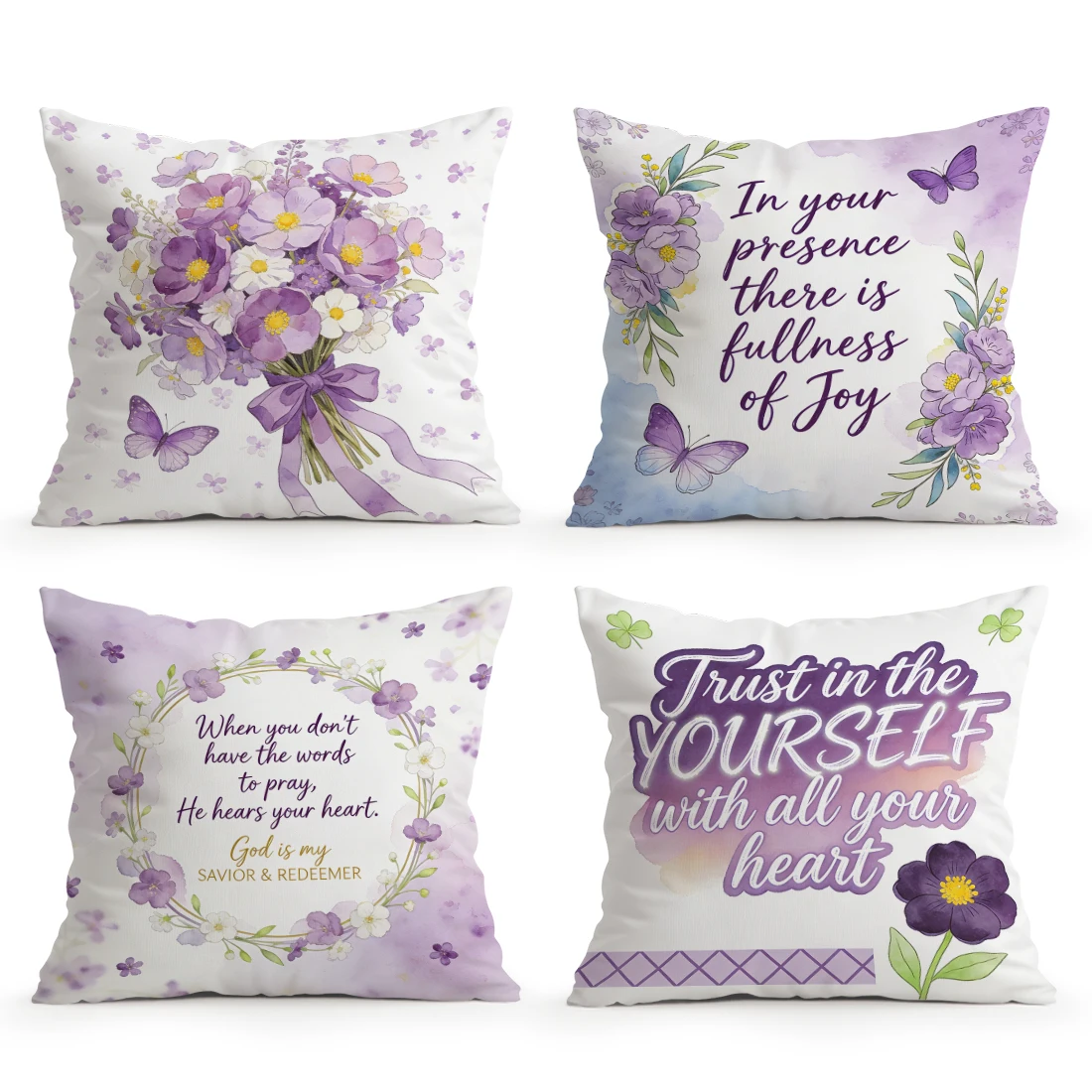 Purple Floral Text Pillowcase Printed Polyester 40/45/50cm Throw Pillowcover Decorative Sofa Cushion Pillowslip Home Decor