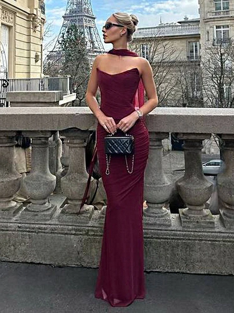 FDYOUI Elegant Zip-up Corset Tops+Long Skirts 2 Piece Matching Sets Women Bandage Bodycon Wedding Party Dress Suit Evening Gowns