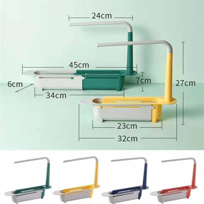 Telescopic Sink Shelf Kitchen Sinks Organizer Soap Sponge Holder Sink Drain Rack Storage Basket Kitchen Gadgets Accessories Tool