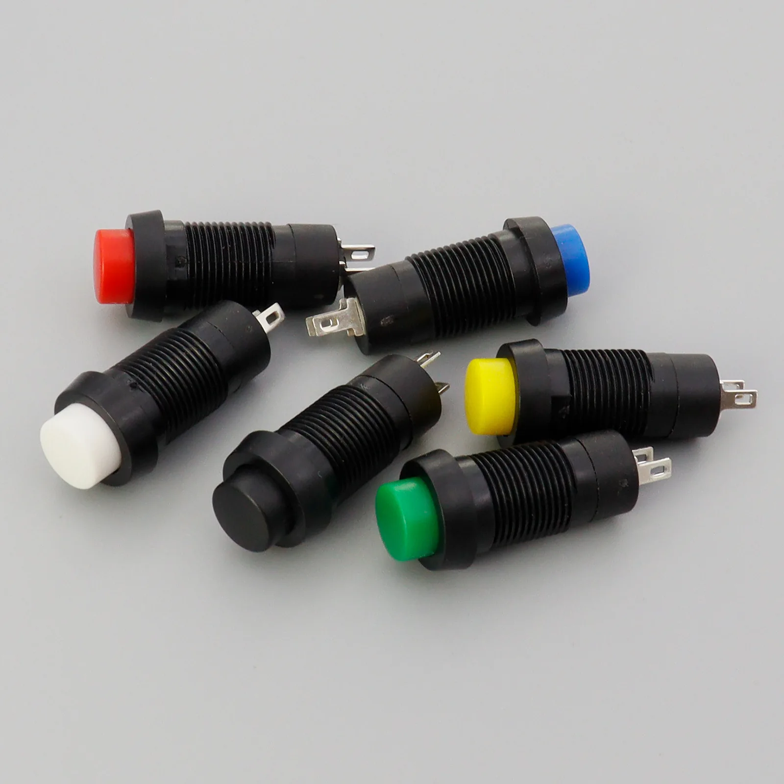 5PCS DS-213 Round Push Button Switch 10mm | Momentary Self-Resetting | Multi-Color (Red, Black, White, Yellow, Green, Blue)