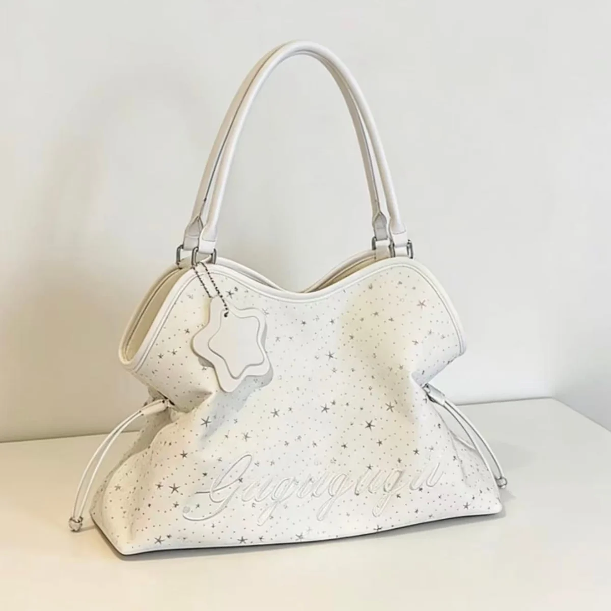 

Y2k Fashion Star Letter Printing Pattern Storage Bags for Women Sweet Girls Vintage Casual Frosted Tote Bag Handbags Purses