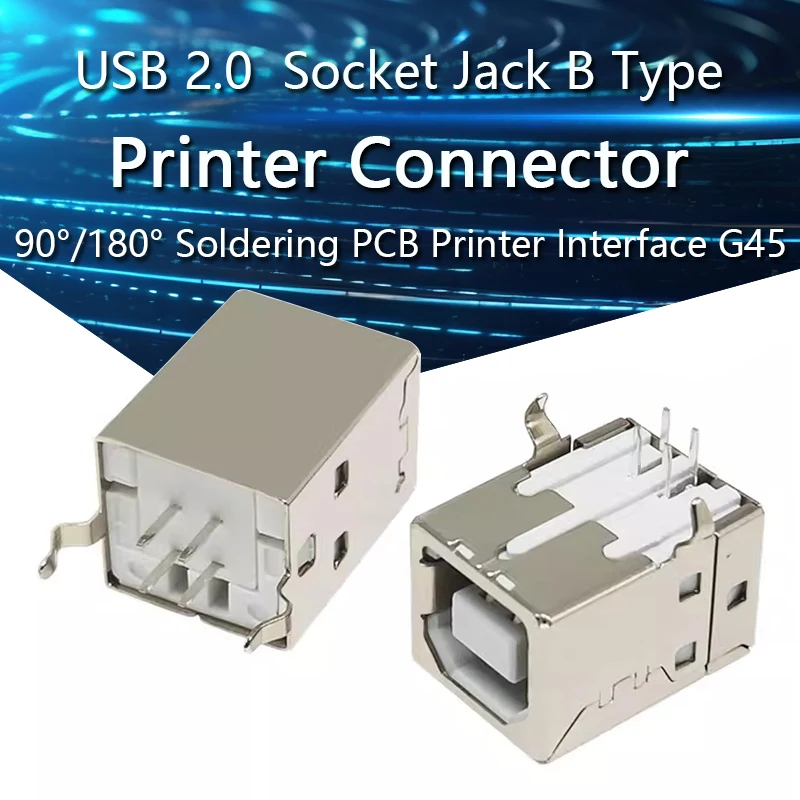 

10PCS USB 2.0 Connector Socket Jack Female Male B Type 90°/180°Connector Soldering PCB Connector Printer Interface G45