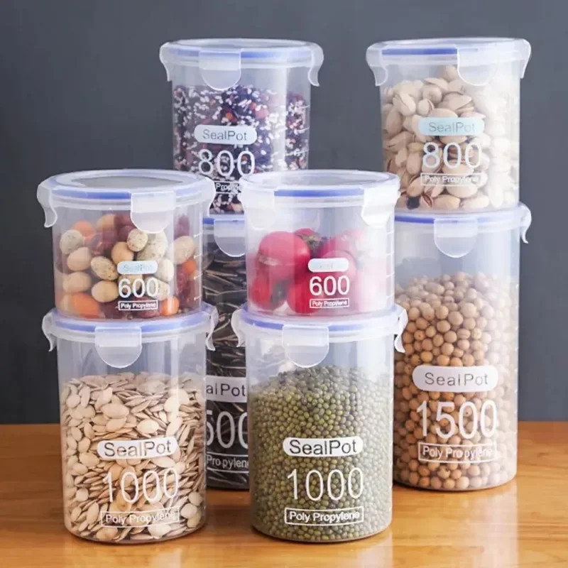 High Quality Storage Jar Plastic Sealed Cans Kitchen Storage Box Transparent Food Canister Container in Different Capacity Box