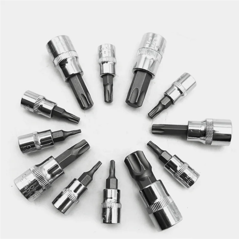 13Pcs Star Torx Bit Socket Set T8-T70 H2-H14,CRV Sockets 1/4Inch,3/8Inch & 1/2Inch Drive For Hand Use Work Easy Install