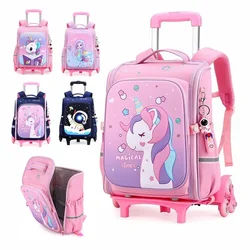 Mochila infantil com rodas, Mochilas escolares para meninas, Bolsa de rolamento para meninos, Mochilas trolley, criança, menina