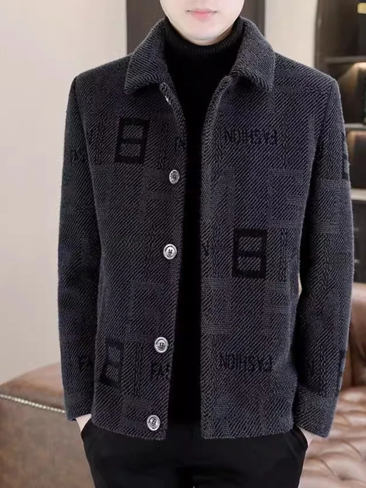 

Men's ort Thiened Cotton Flap Collar Woolen Coat Autumn Winter New Sle Gold Jaet Versatile Korean Version Regular Length