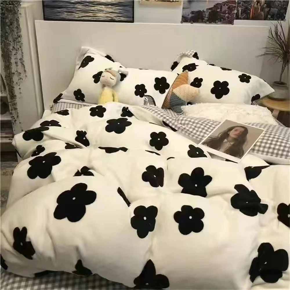 Imagem -04 - Cartoon Nuvem Capa de Edredão para Adultos e Crianças Adorável Cute Flower Bedding Grupo Quilt Cover Double-sided Consolador Lençol ab