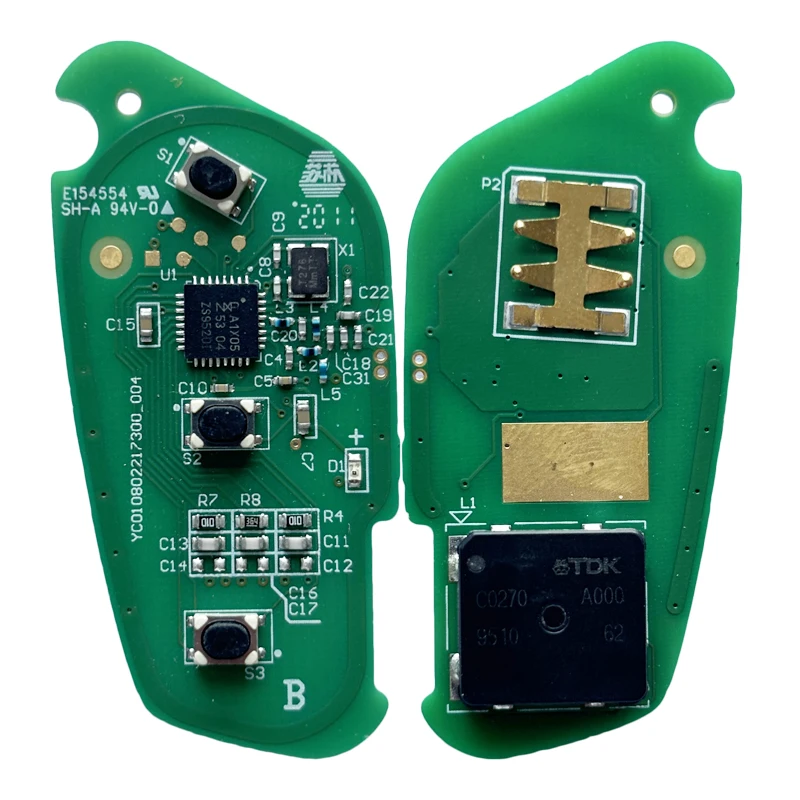 AK097002 OEM PCB Board For MG ZS Smart Remote Key 3 Button 433MHz 47 Chip With Uncut Blade