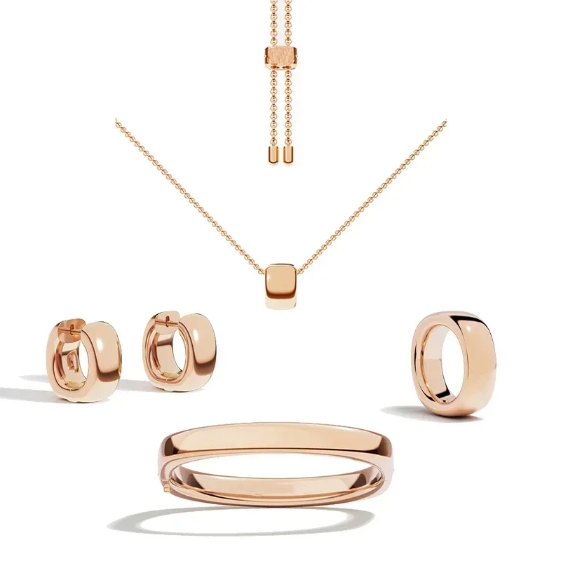 

Xomm S925 Sterling Silver Rose Gold Round Shape Earrings Ring Bracelet Necklace Women's Classic Anniversary Accessories Jewelry