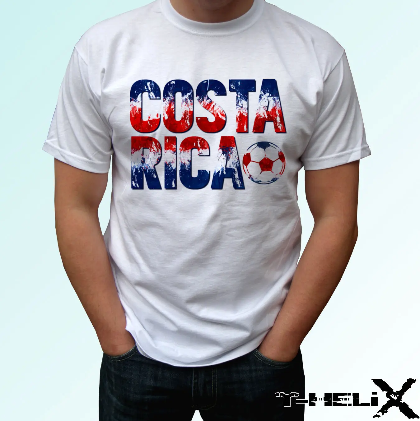 Costa Rica football flag - white t shirt top soccer - mens womens kids baby