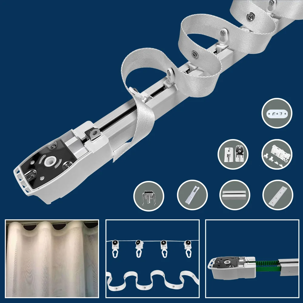 Pista de riel de cortina eléctrica LifeLibero Custom Ripple Fold S para motorizar Motor de cortina inteligente/ventana Dt82 ferrocarril de aluminio