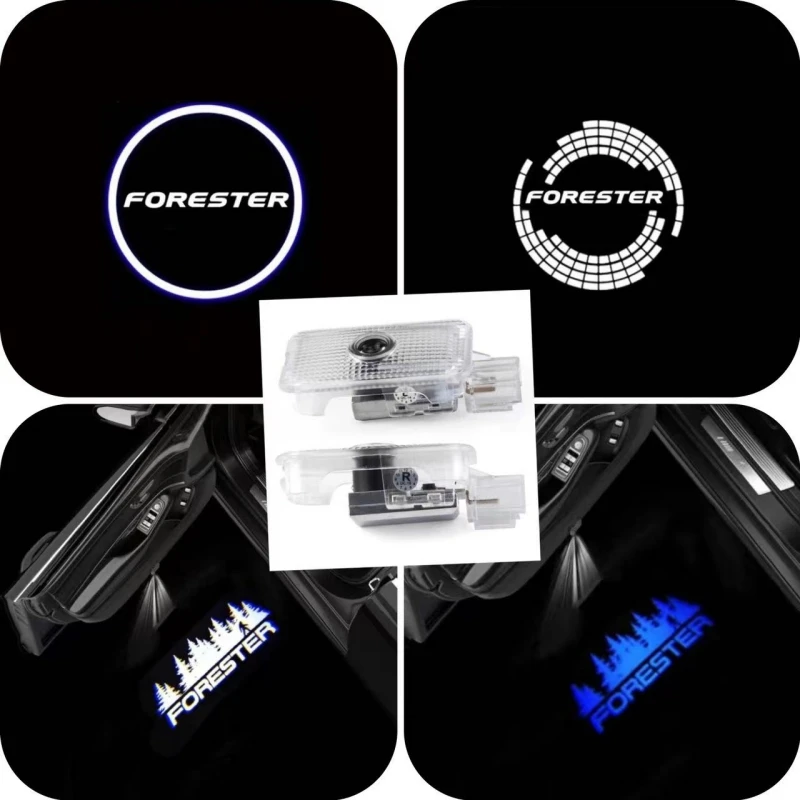 2pcs Universal Car Door Led Welcome Projector Logo Ghost Shadow Wireless Light For Subaru Forester 2013-2020 2021 2022 2023 2024