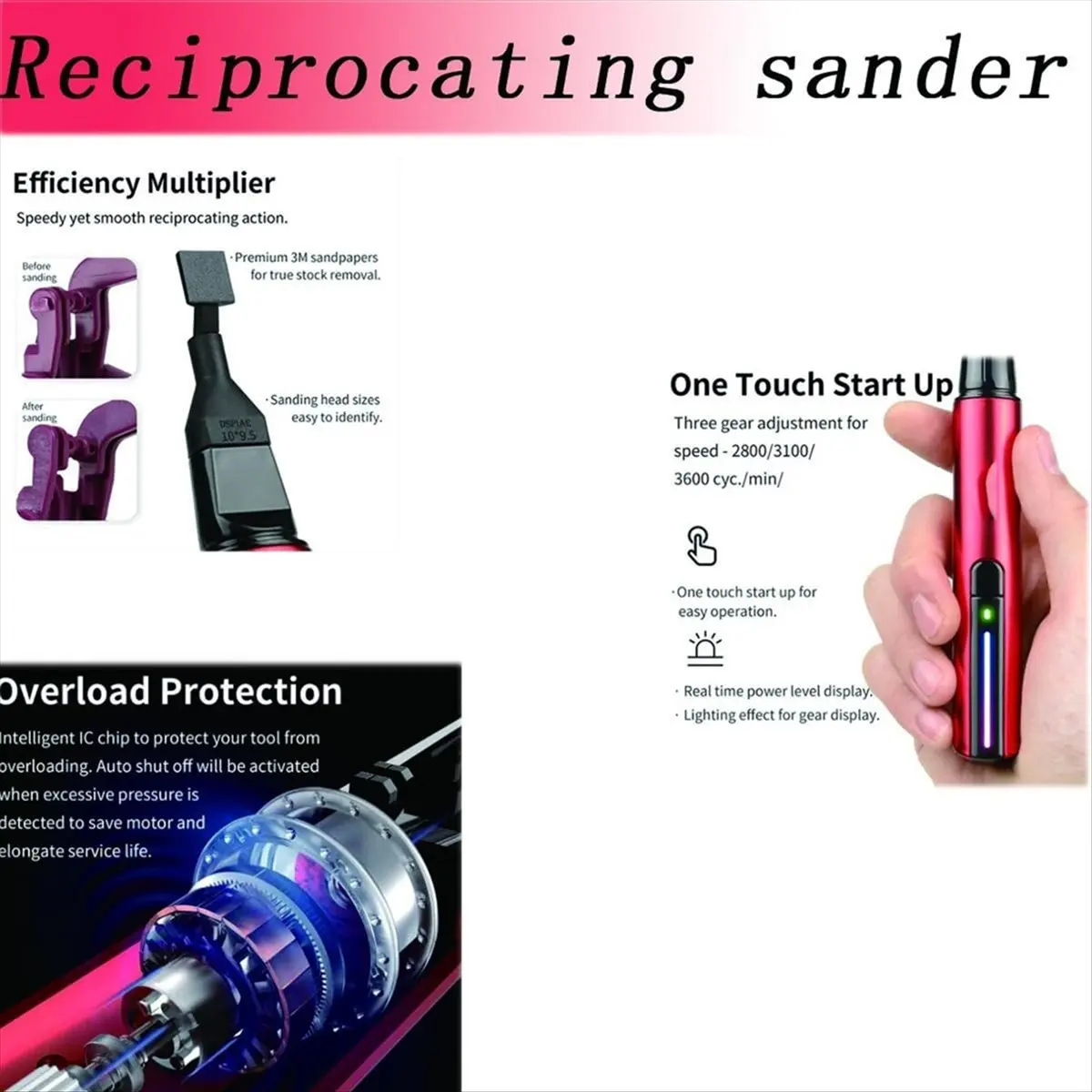 

Delighted- Electric Reciprocating Sanding Pen,Reciprocating Sander,USB Quick Charging Sanding Pen for Small Sanding, Polishing