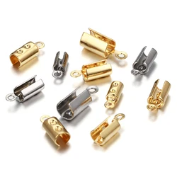 30pcs Stainless Steel Crimp End Caps Fastener Rope Chain Cords Crimp Bead Connector for Bracelet Jewelry Making DIY Supplies