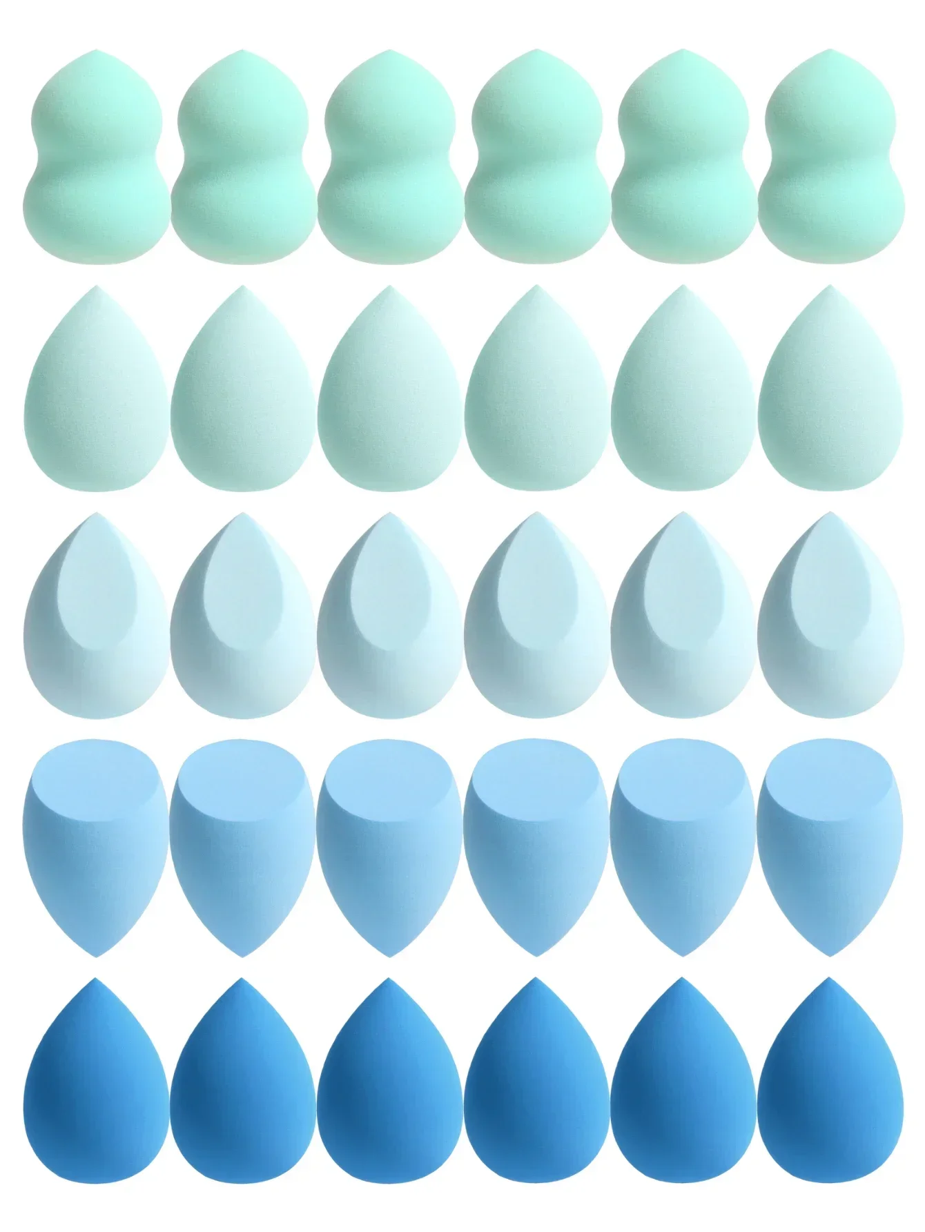 30 Beauty Eggs (make-upsponzen) Foundation Make-up Gemengde schoonheidsspons, vloeibaar, crème en poeder zonder vlek, meerkleurig C