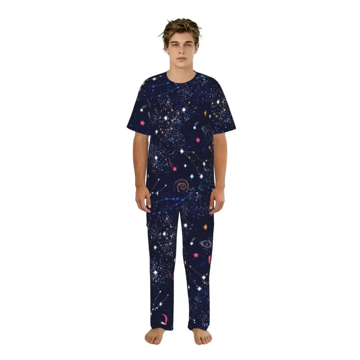 

Sleepwear Summer Spring Home Clothes Galaxy Short Sleeve Long Pant Nightwear