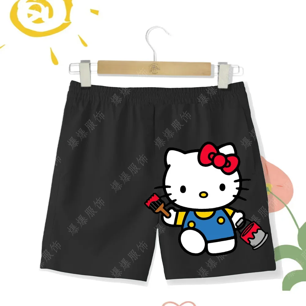 New 2024 Girls Summer Beach Pants Sport Running Quick Dry Sanrio Hello Kitty Cartoon Cute Cutie CuHK Shorts for Kids