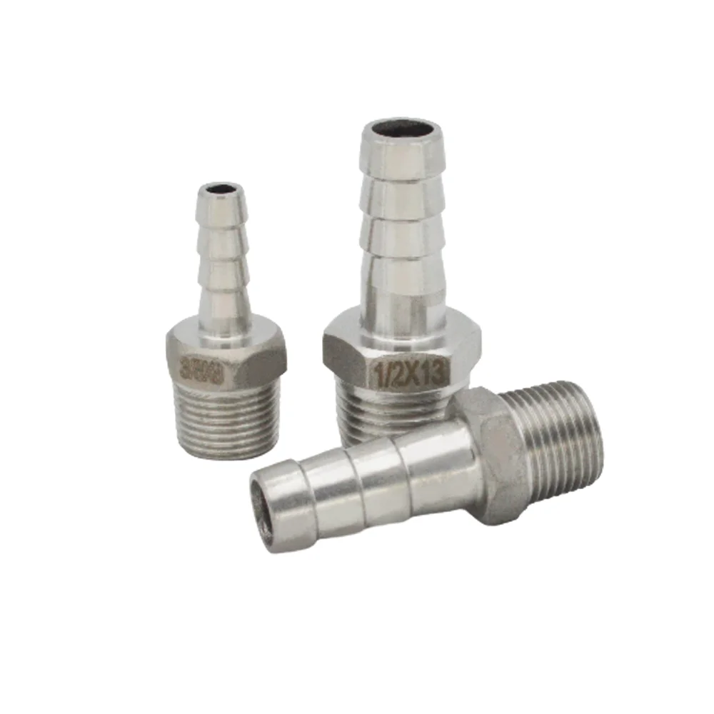 YQBS Stainless Steel 6 8 10 12 16mm Hose Barb Tail to 1/8 1/4 3/8 1/2 BSP Male Home Brew Fitting Water Fuel Air