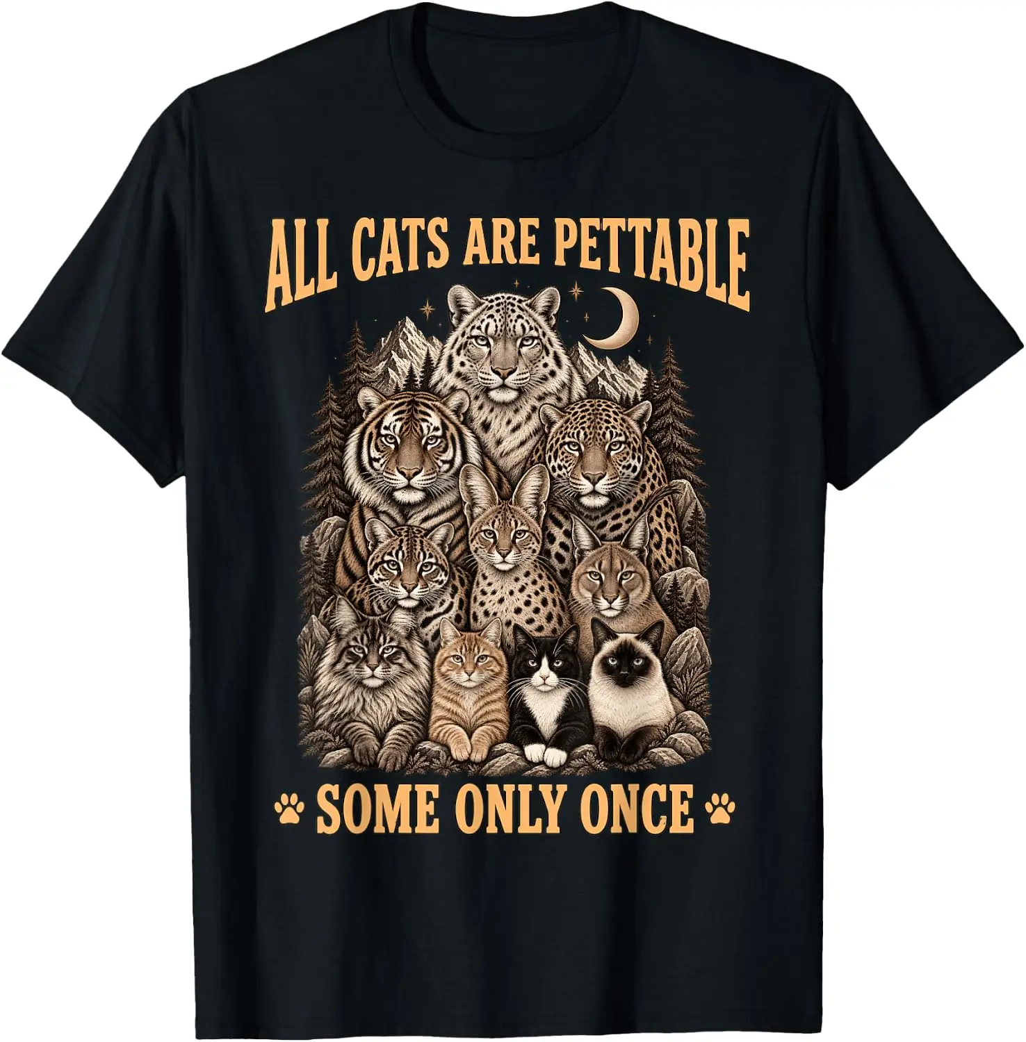 Funny All Cats Are Pettable Some Only Once Wild Vintage T-Shirt Unisex Vintage Graphic Print T‑Shirt Retro Aesthetic Crew Neck Short Sleeve Soft Cotton Tee Casual Streetwear Tops Men.Unisex Holiday Festive Graphic Tee Party