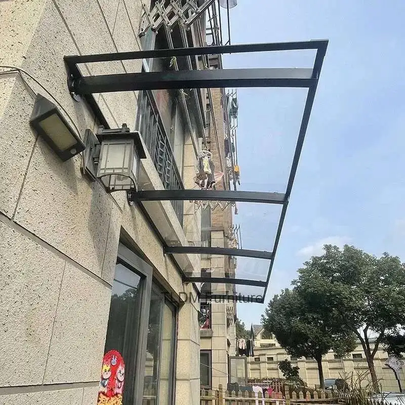 Outdoor Gazebos Imitation Glass Shed Door Awning Window Endurance Board Silent Villa Transparent Awning Sunproof Pergola Tent view 3