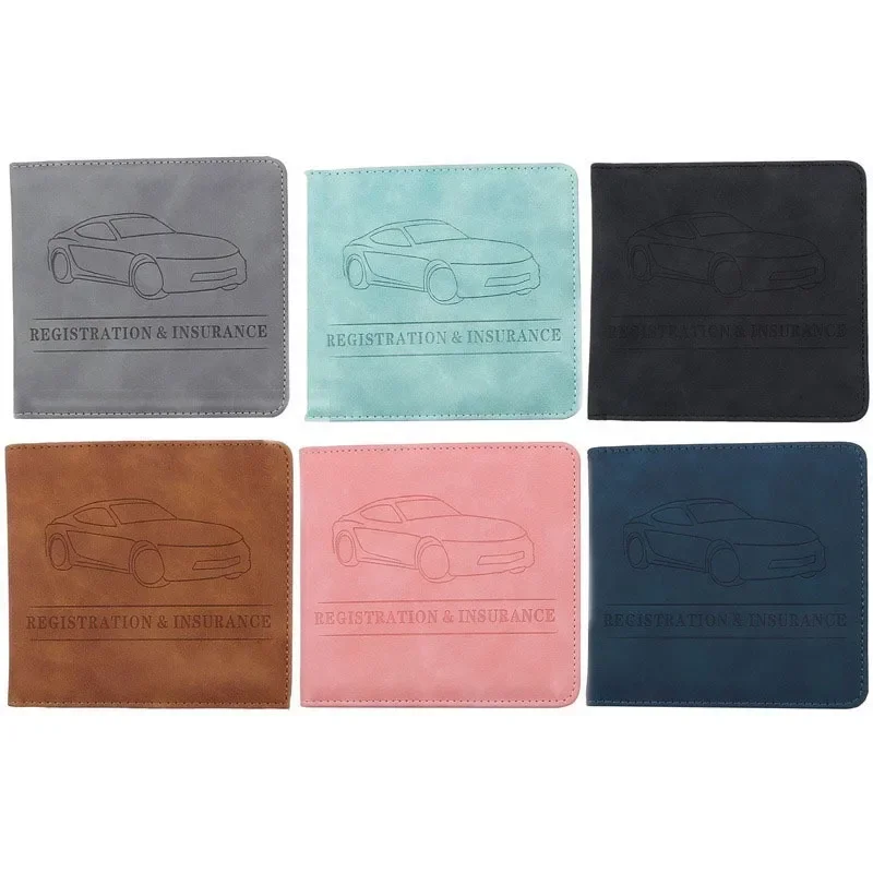 Leather Car Registration & Insurance Holder - Driver's License Card Case, Vehicle Glove Box Automobile Documents Organizer