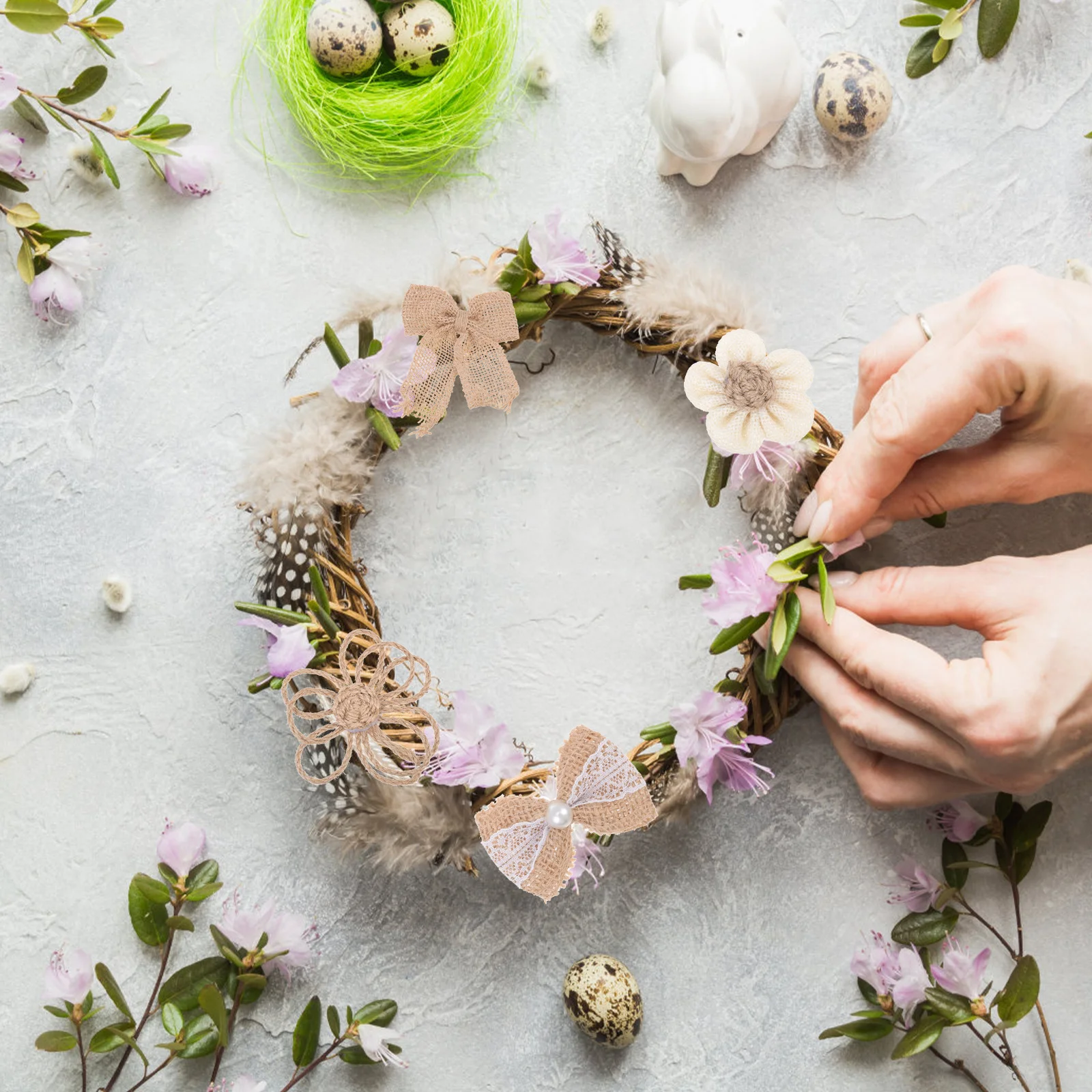 18 Uds. De flores de lino, accesorios artesanales Diy para sombreros, jarrones, Cajas de Regalo, tarros de almacenamiento para decoración navideña para fiesta y hogar