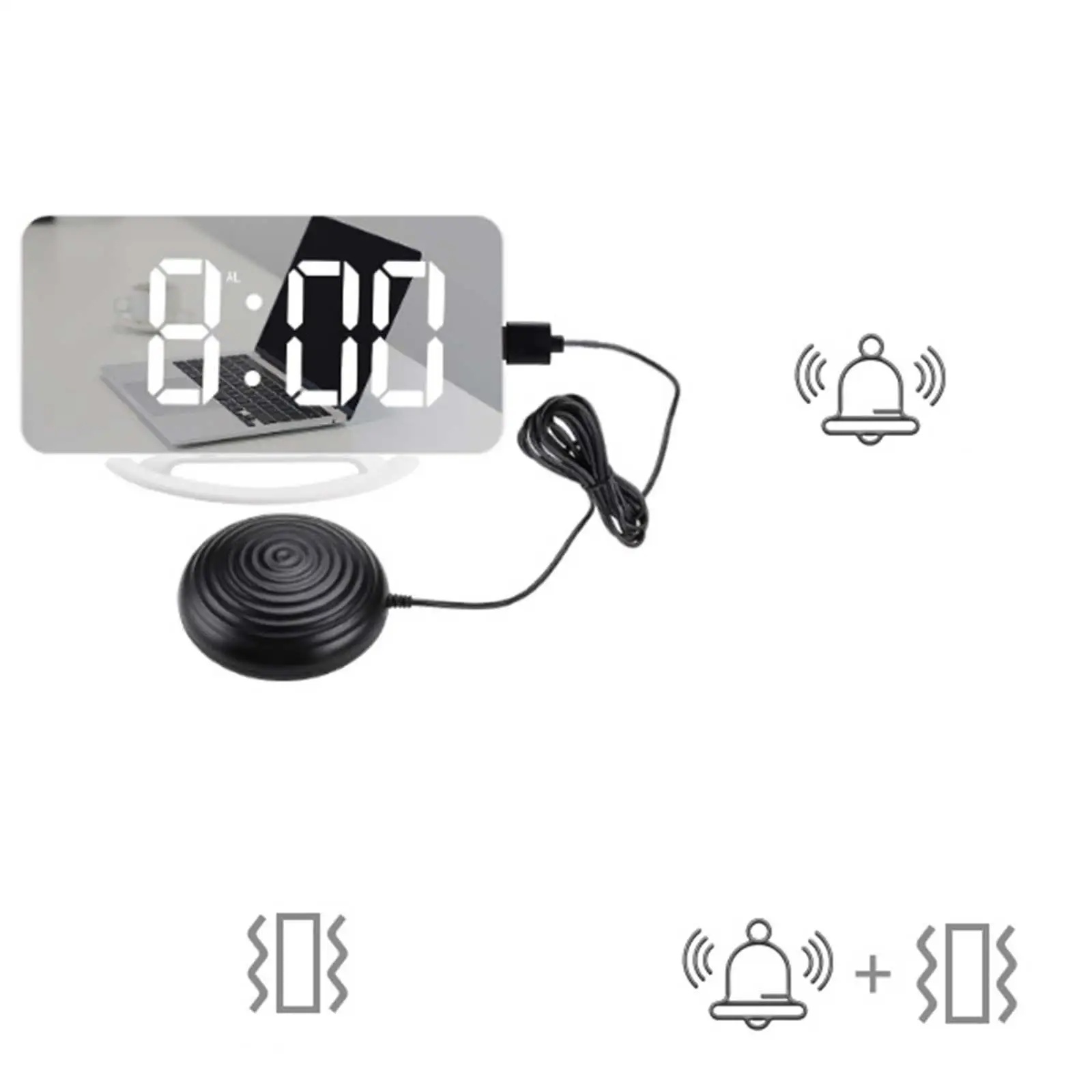 12/24H Loud Vibrating Adjustable Brightness Cellphone Table Clock for Hearing Impaired Seniors Bedside Night Snooze